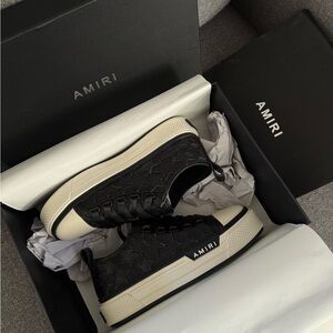 AMIRI Black and Cream Star-Patterned Sneakers